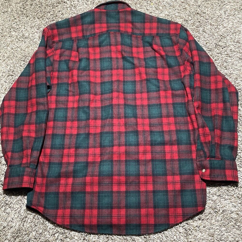 Pendleton Lodge Shirt Mens Medium Red Wool Flannel Button Up Boyd Tartan Plaid - Picture 6 of 6
